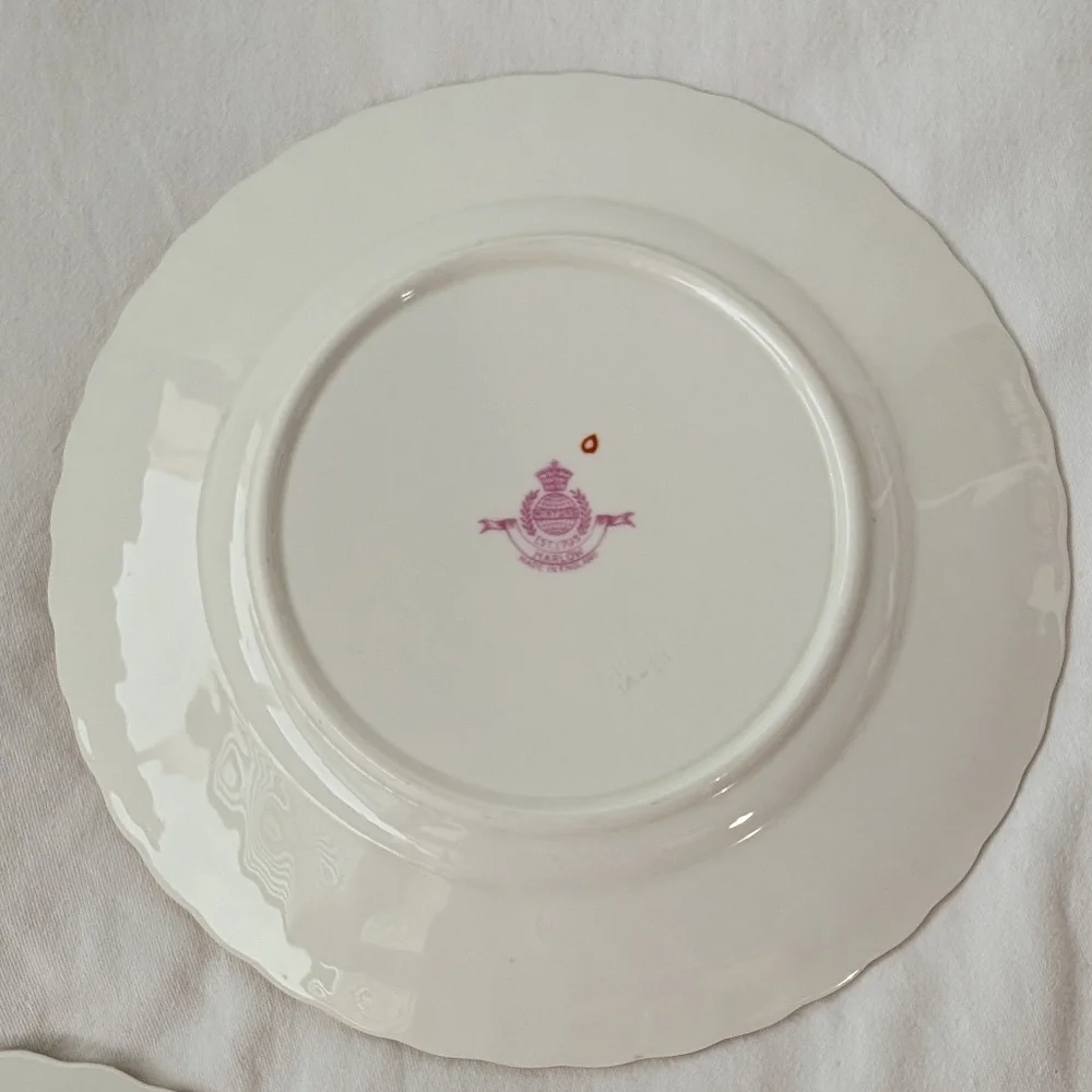 Vintage Minton Marlow Bone China Multicolor Floral Swirl Rim Salad Plates - 3